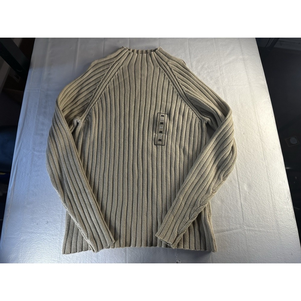 Route 66 Womens Medium Beige Ribbed Mock Neck Sweater Cotton Acrylic NWT